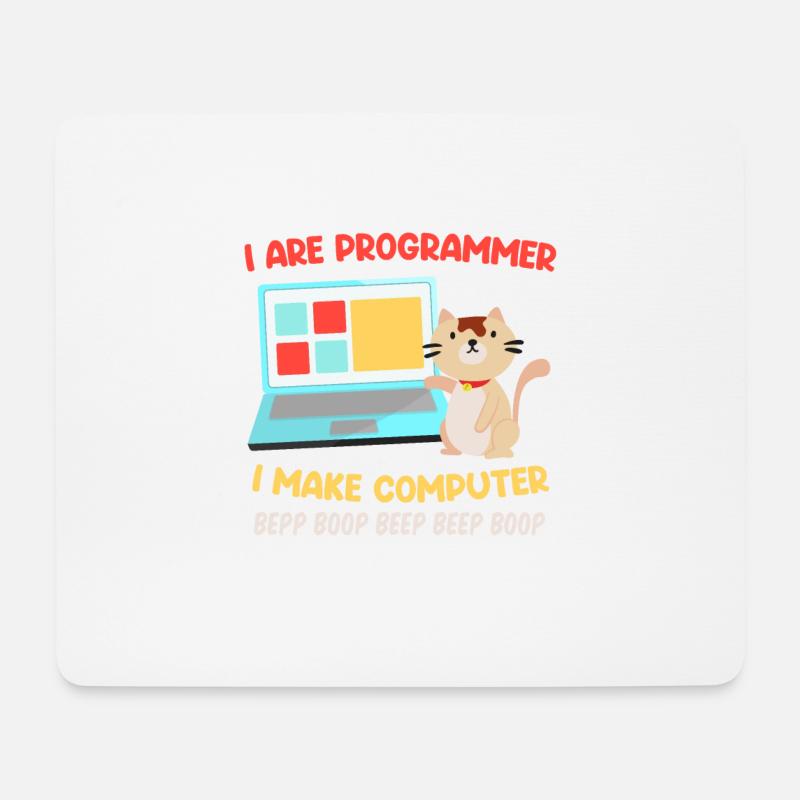 Programmierer Katzen Spruch Witz I are Programmer - Mousepad (Querformat) - Weiß