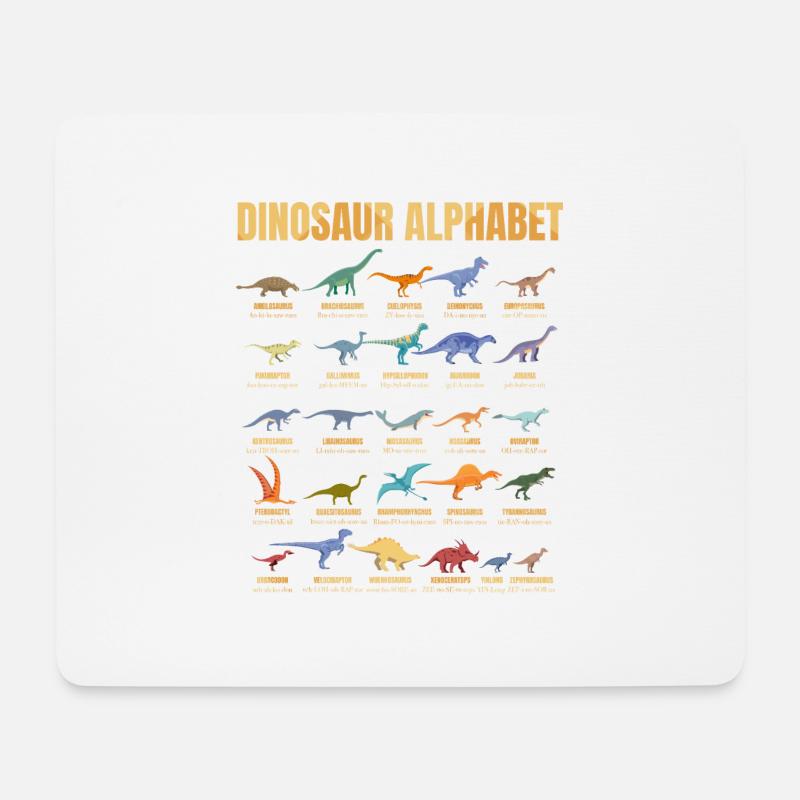 Dinosaur Alphabet - Types Of Dinosaurs - Dino - Mousepad (Querformat) - Weiß