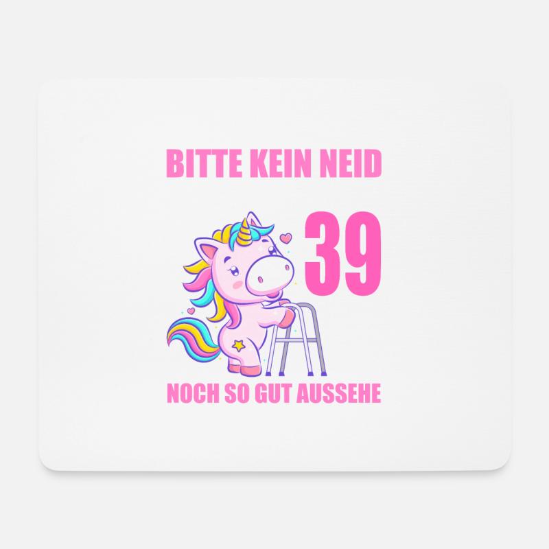 Bitte kein Neid 39 Jahre Einhorn 39. Geburtstag - Mousepad (Querformat) - Weiß