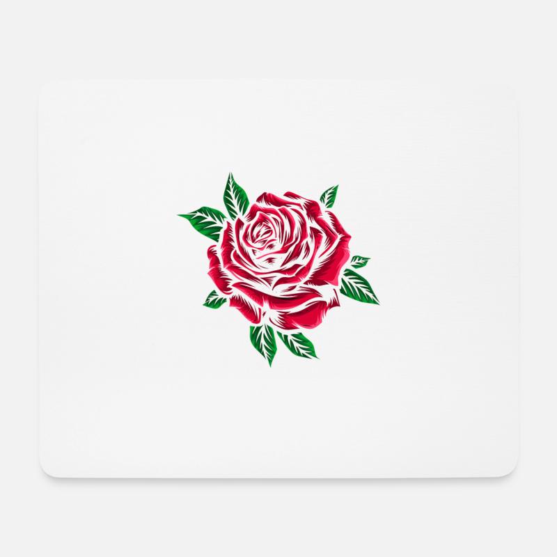 Rosen-Motiv Rote Rose Blumen Valentinstag - Mousepad (Querformat) - Weiß