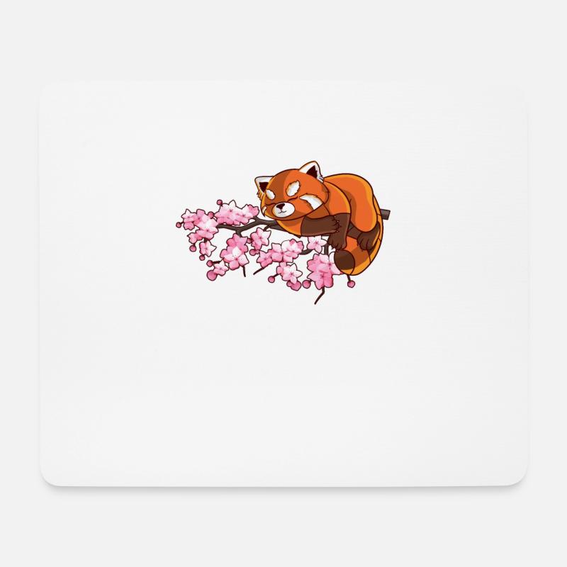 Niedlicher Japanisches Red Panda Kirschblütenbaum - Mousepad (Querformat) - Weiß