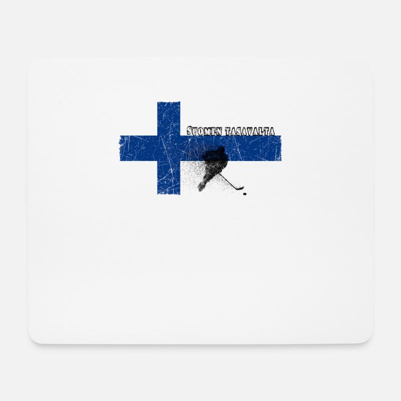 Eishockey Finnland Fan Geschenk - Mousepad (Querformat) - Weiß