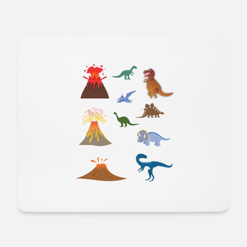 Dinosaurier-Vulkan-Pack - Mousepad (Querformat) - Weiß