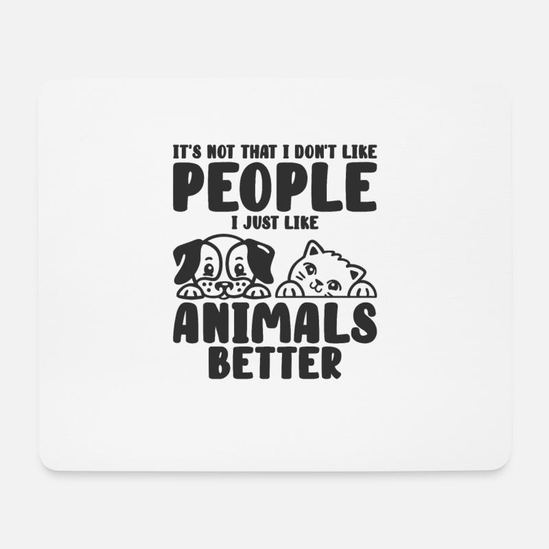 Tierliebhaber Introvertiert Katze Hund Haustier - Mousepad (Querformat) - Weiß