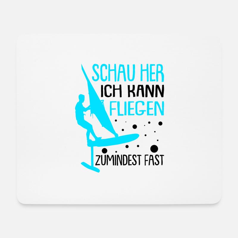 Windsurfen mit Foil Foilsurfen - Mousepad (Querformat) - Weiß