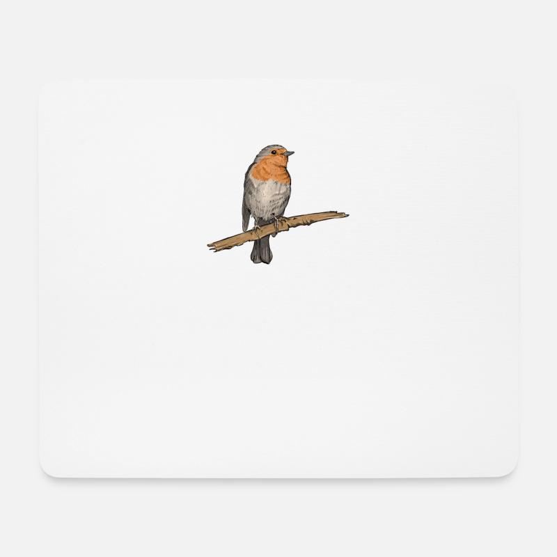 Rotkehlchen I Vogel Jäger Wald Motiv für - Mousepad (Querformat) - Weiß
