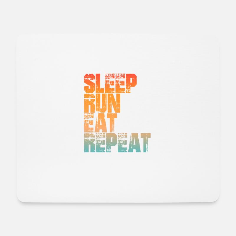 Für Läufer: SLEEP, RUN, EAT, REPEAT - Mousepad (Querformat) - Weiß