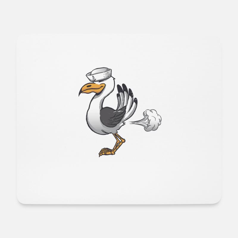 Furzende Möwe - Mousepad (Querformat) - Weiß