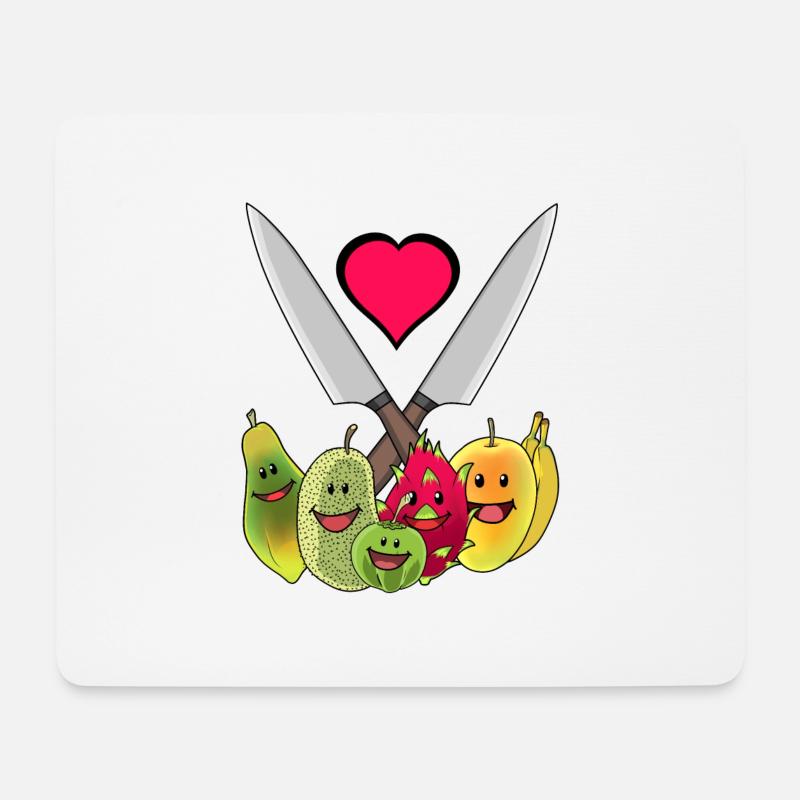 Küchenmesser Vegetarisch Früchte exotisch Obst - Mousepad (Querformat) - Weiß