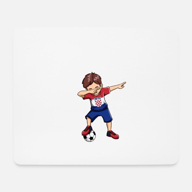 Dabbing Fußball Junge mit Kroatien Trikot Kinder - Mousepad (Querformat) - Weiß