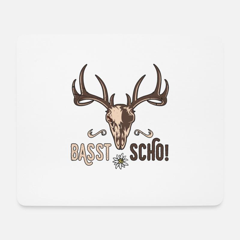 Basst Scho Hirsch Geweih Bayern Bayrischer Dialekt - Mousepad (Querformat) - Weiß