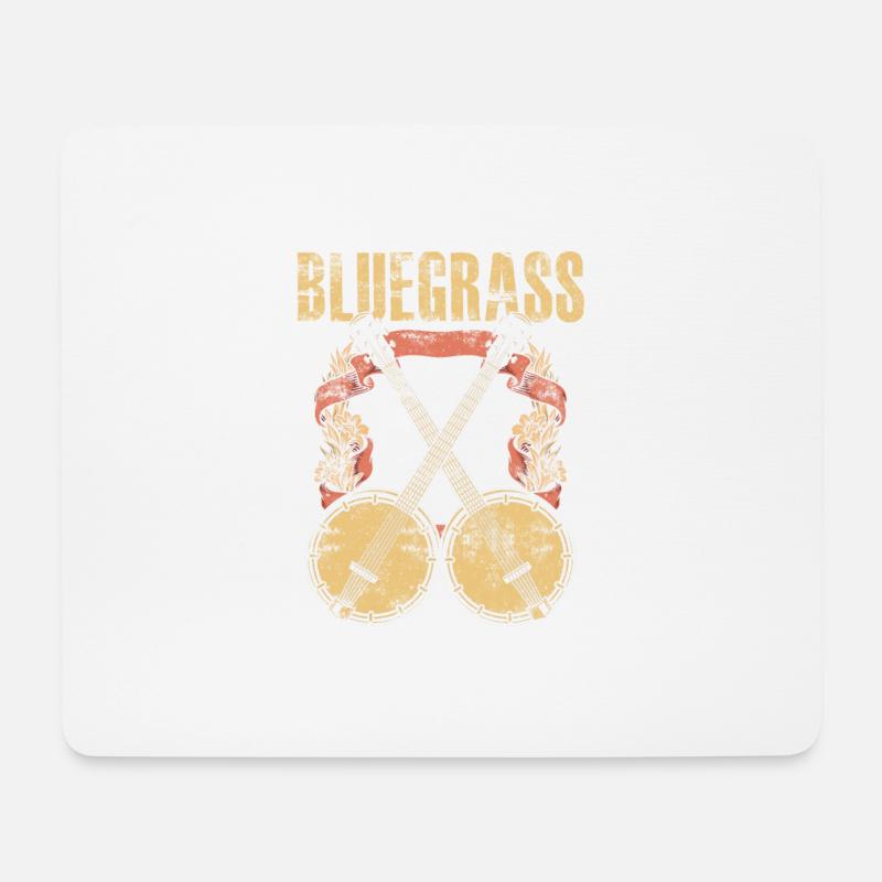 Bluegrass Banjo guitare - Tapis de souris (format paysage) - blanc