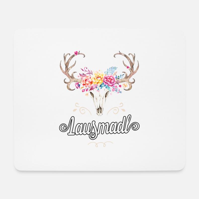 Lausmadl Hirsch Tracht Dirndl bayrisches Madl Süß - Mousepad (Querformat) - Weiß