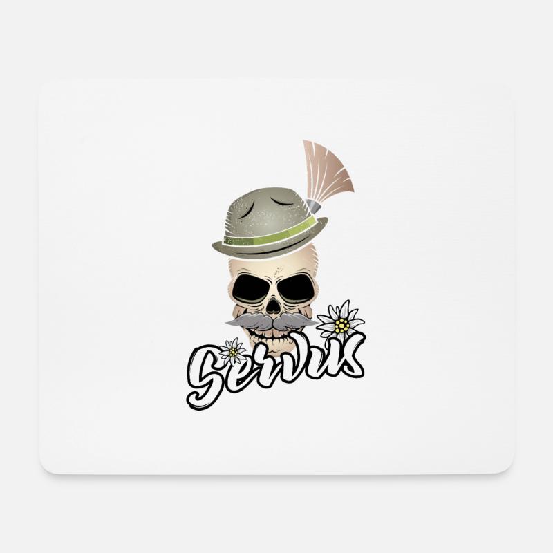 Servus Totenkopf Bayern bayrischer Bua Lausbua - Mousepad (Querformat) - Weiß