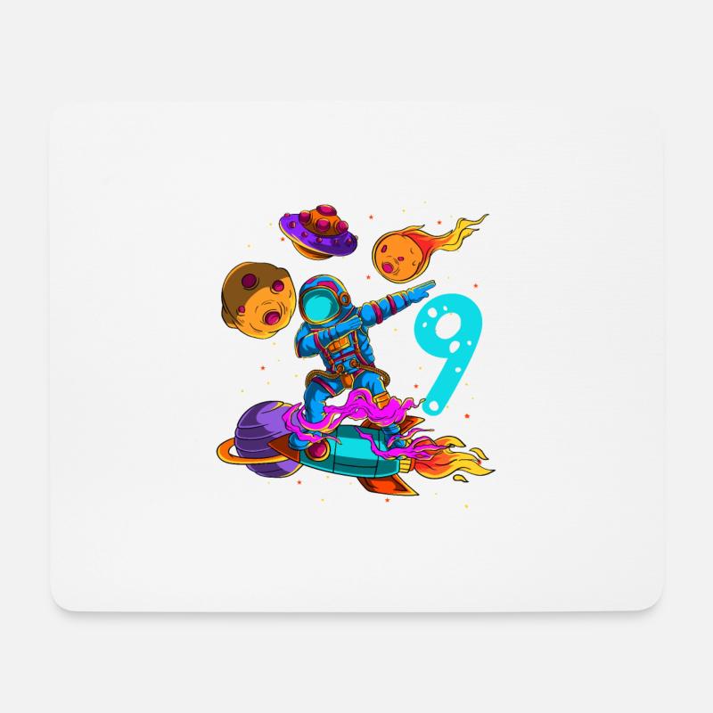 Astronaut Im Weltraum 9. Geburtstag - Mousepad (Querformat) - Weiß