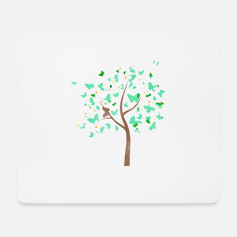 Schmetterling Baum mit Schmettetlingen - Mousepad (Querformat) - Weiß