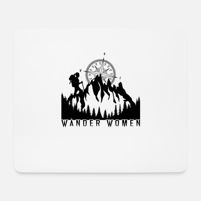 Frau Wandern Berge - Mousepad (Querformat) - Weiß