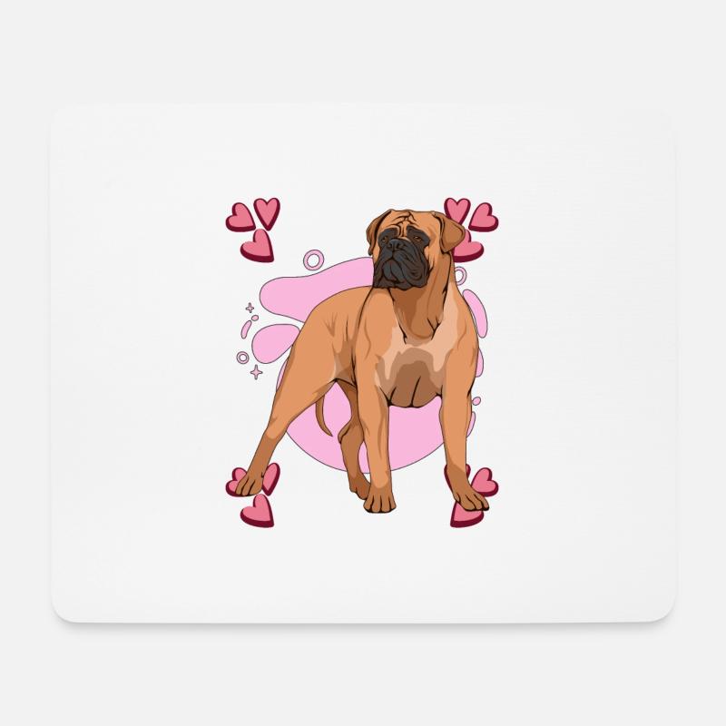 Bullmastiff Bullmastiff Heart Design - Mousepad (Querformat) - Weiß