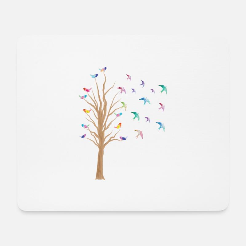 Vogel BaumVögel Beobachten Vogelschwarm Geschenk - Mousepad (Querformat) - Weiß