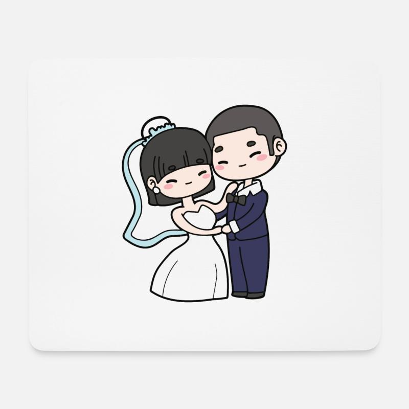 Couple de mariage - Tapis de souris (format paysage) - blanc