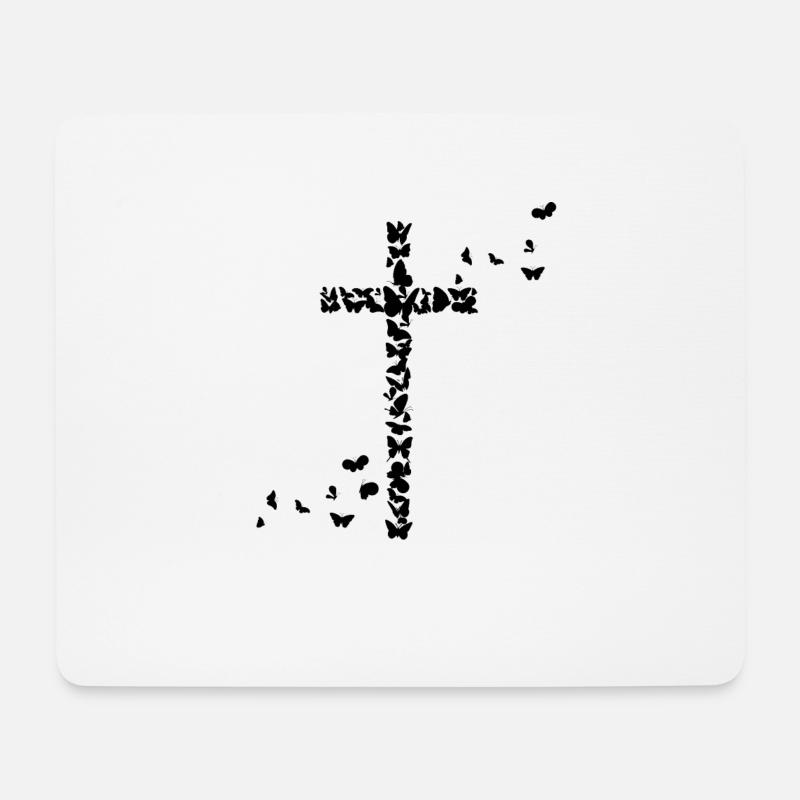 Jesu Christen Christentum Schmetterlinge Kreuz - Mousepad (Querformat) - Weiß