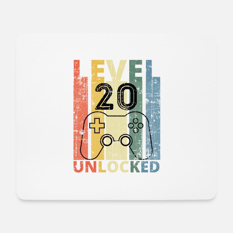 Level 20 freigeschaltet - Mousepad (Querformat) - Weiß
