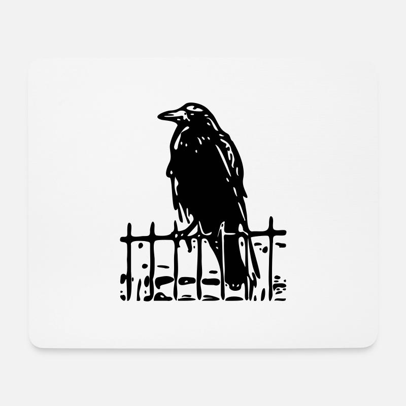 Krähenvogel auf dem Zaun (1c) - Mousepad (Querformat) - Weiß