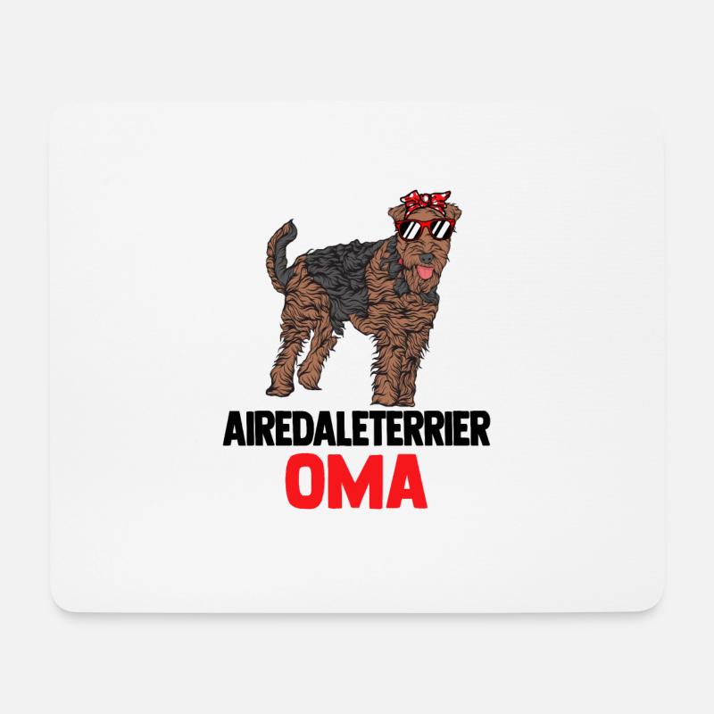 Airedale Terrier - Mousepad (Querformat) - Weiß