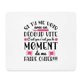 Découd vite, tshirt couture, cadeau humour - Tapis de souris (format paysage) - blanc - Devant