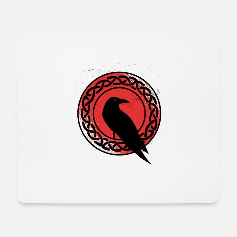 Red Moon Norse Viking Raven Gothic Black Crow - Mousepad (Querformat) - Weiß