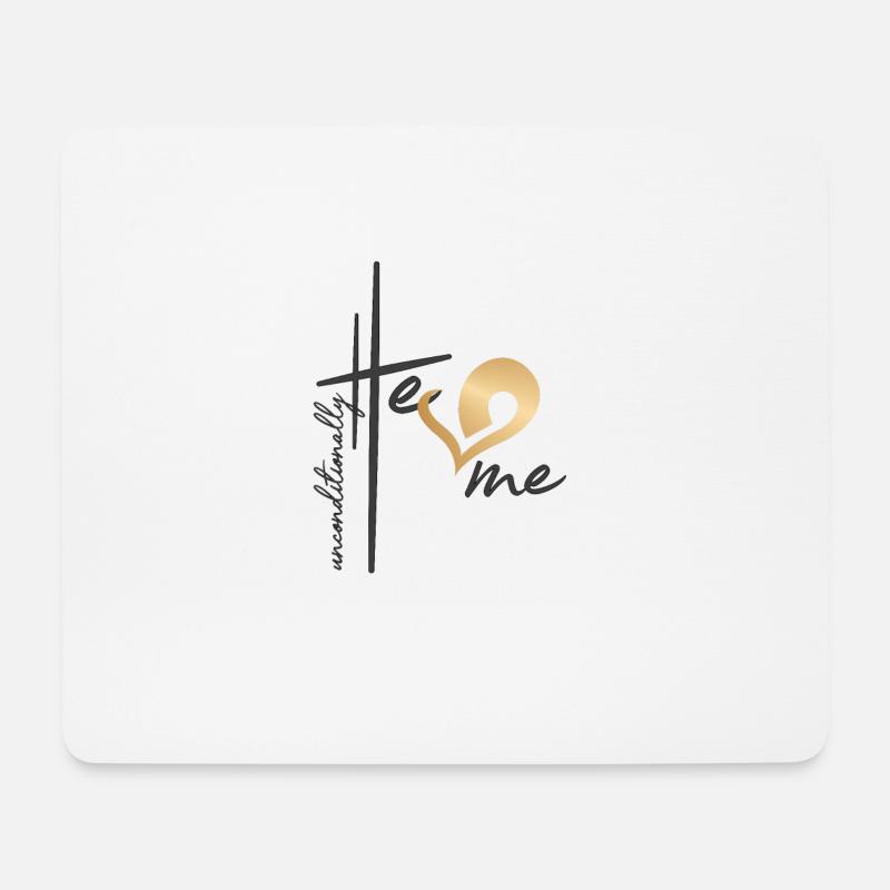 Christliches Design Er liebt mich bedingungslos - Mousepad (Querformat) - Weiß