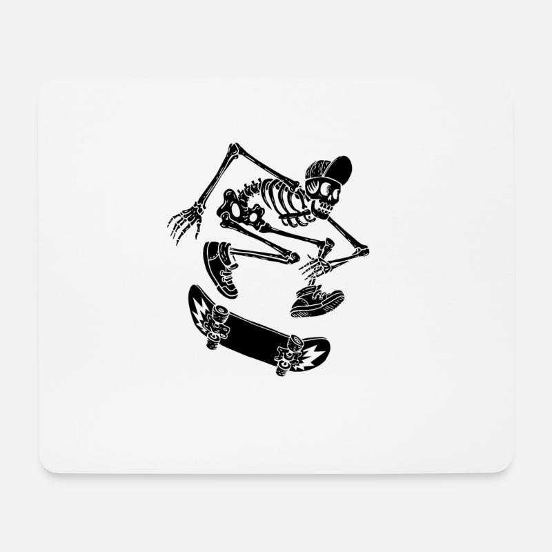 Skelett Skateboard Fahrer Halloween Kostüm 2021 - Mousepad (Querformat) - Weiß