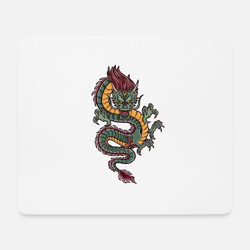 mit chinesischen Drachen chinesischem Drache - Mousepad (Querformat) - Weiß