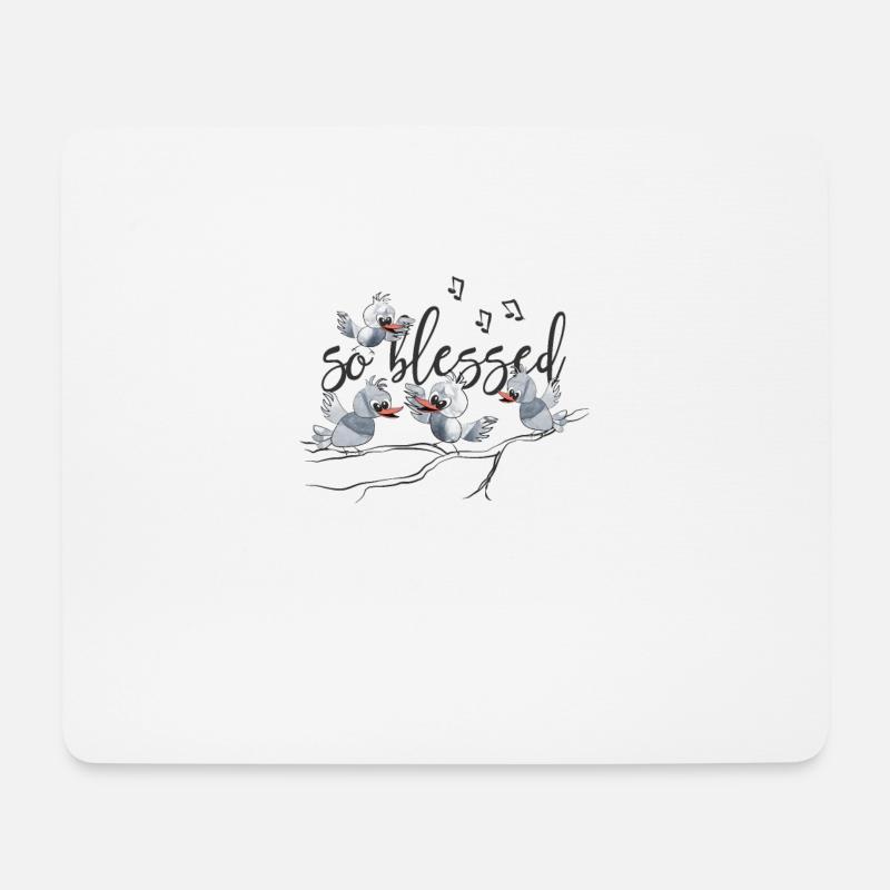 Christliches Design so gesegnet, mit singenden Vögeln - Mousepad (Querformat) - Weiß