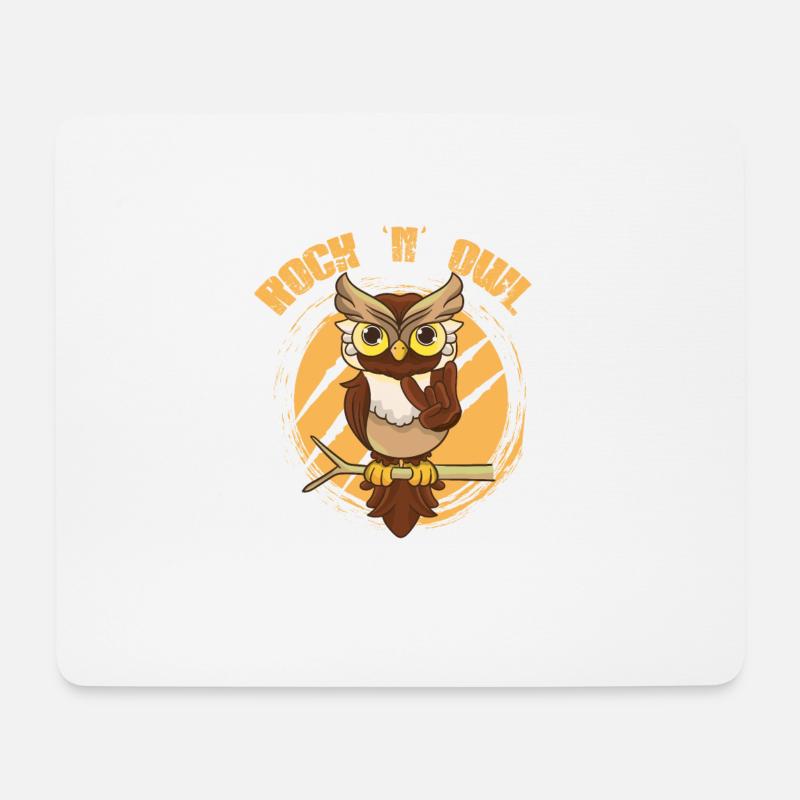 Eule Rock 'n' Owl wie Rock n Roll Born to be Rock - Mousepad (Querformat) - Weiß