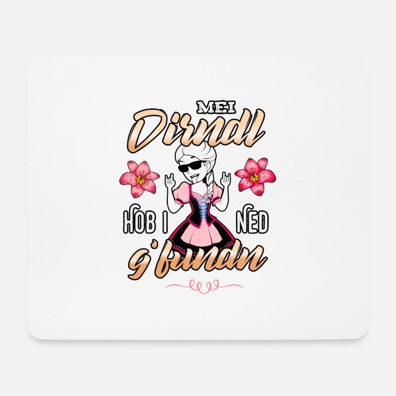Mei Dirndl hob i ned g'fundn Trachtenshirt Damen - Mousepad (Querformat) - Weiß