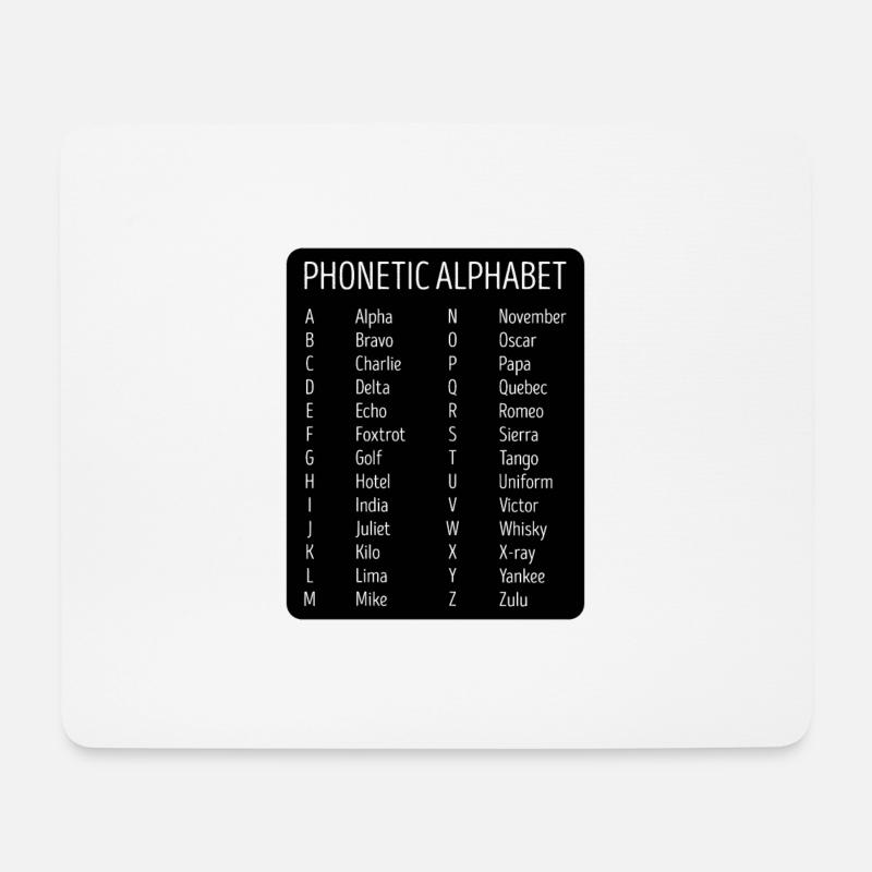 Flugzeug Pilot Fluglotse Phonetisches Alphabet - Mousepad (Querformat) - Weiß