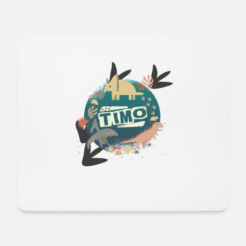 Timo - Schöner Jungen Name mit coolen Dinosauriern - Mousepad (Querformat) - Weiß