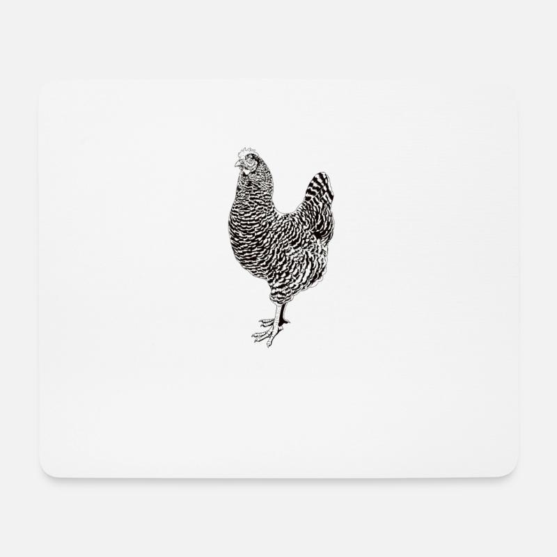 Schwarz-Weiß Zeichnung eines Amrock Huhn - Mousepad (Querformat) - Weiß