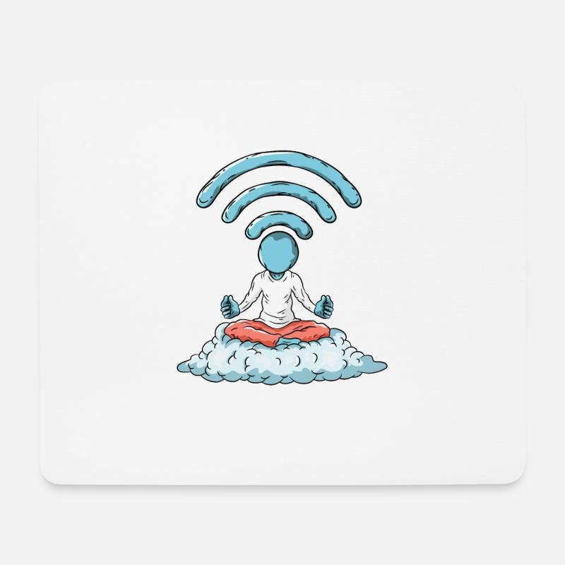 Nerd WiFi Computer - Mousepad (Querformat) - Weiß
