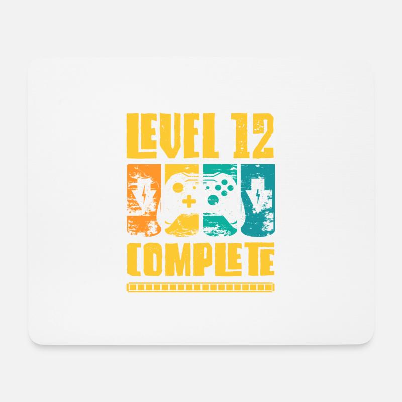 Level 12 Complete Geburtstagsshirt Junge Gamer - Mousepad (Querformat) - Weiß