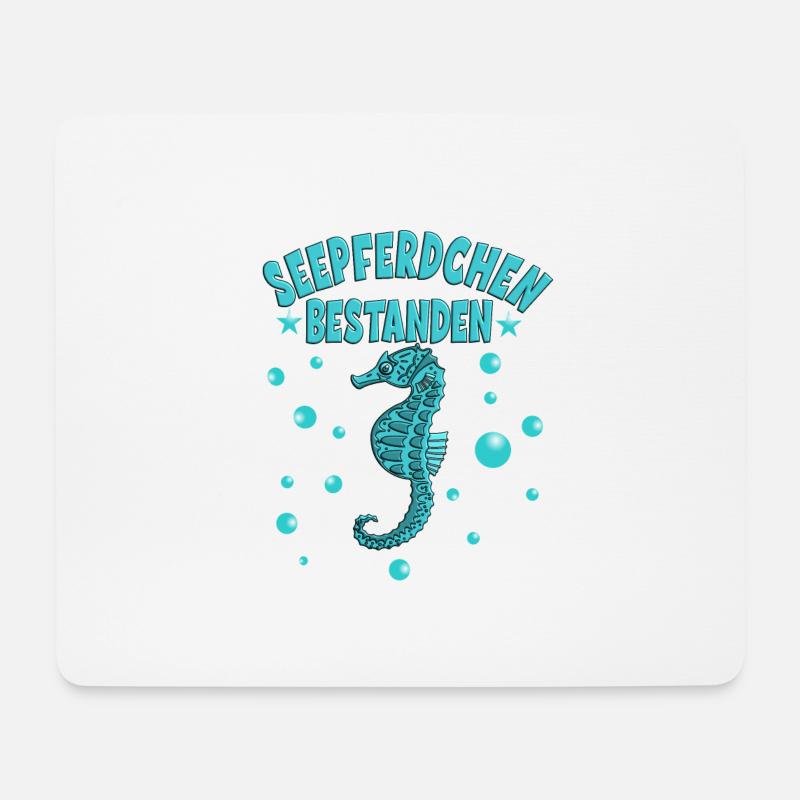 Seepferdchen bestanden für einen - Mousepad (Querformat) - Weiß