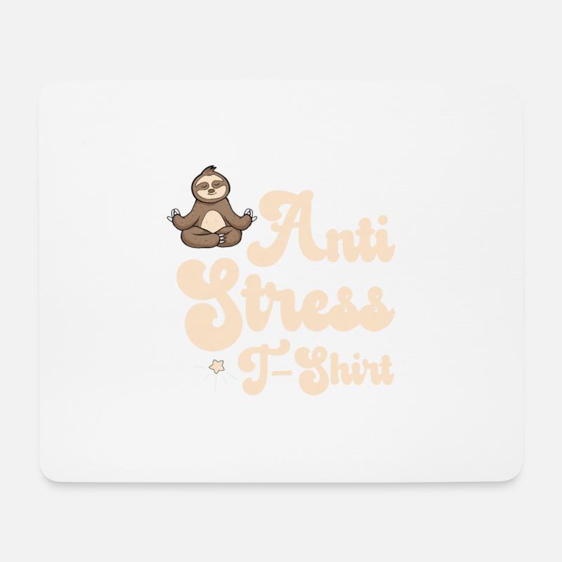 Anti-Stress T-Shirt mit Faultier - Mousepad (Querformat) - Weiß