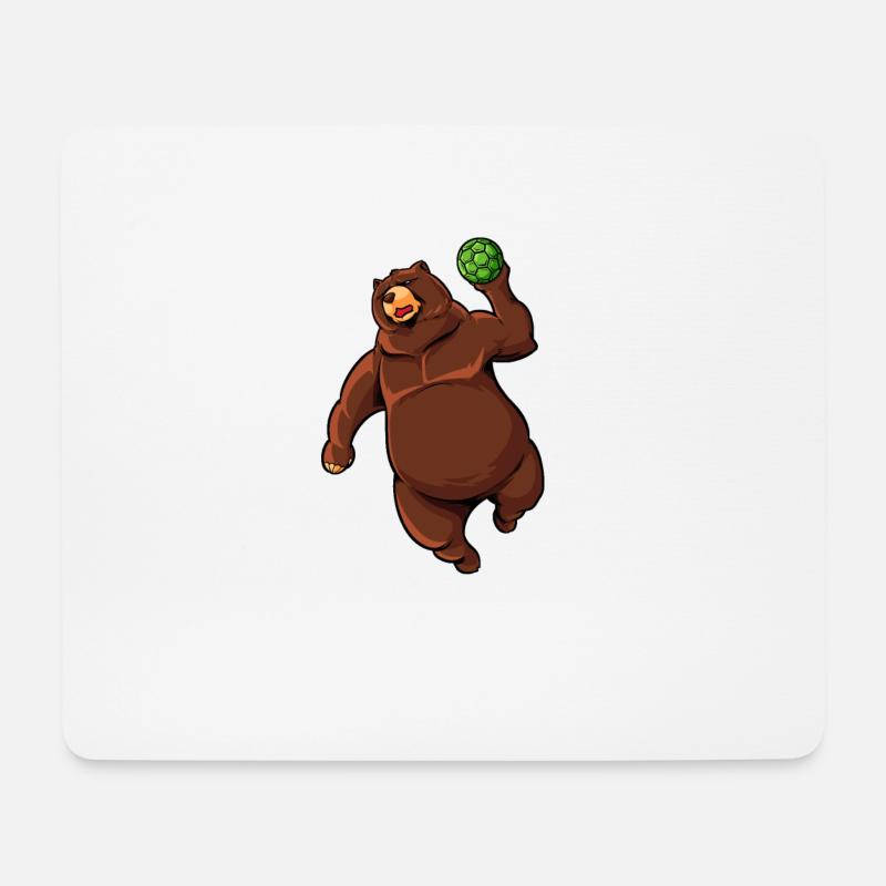 Comic Bär spielt Handball - Mousepad (Querformat) - Weiß