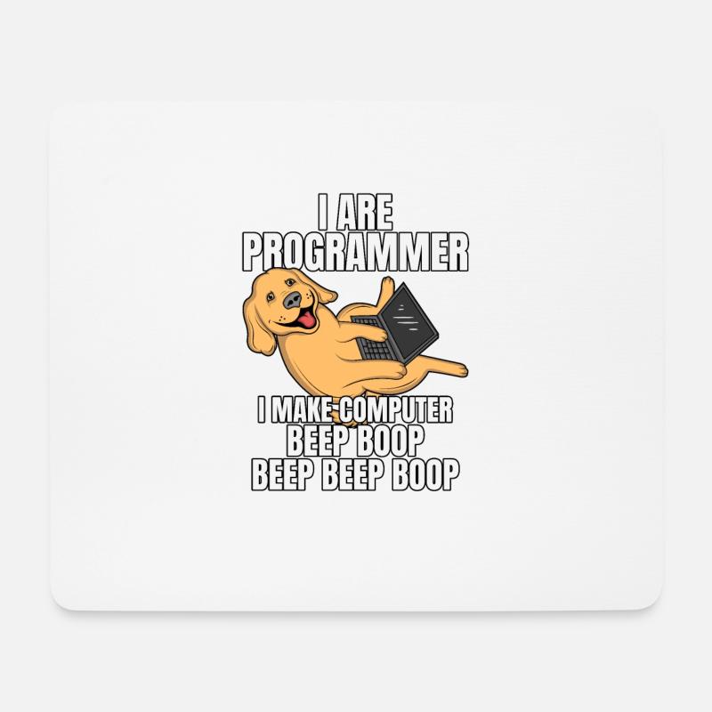 I Are Programmer Computer Beep Boop IT Hund - Mousepad (Querformat) - Weiß