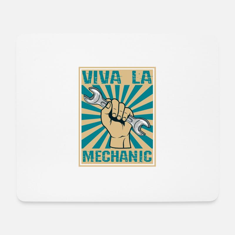 Viva La Mechanic Retro Holzschnittschlüssel - Mousepad (Querformat) - Weiß