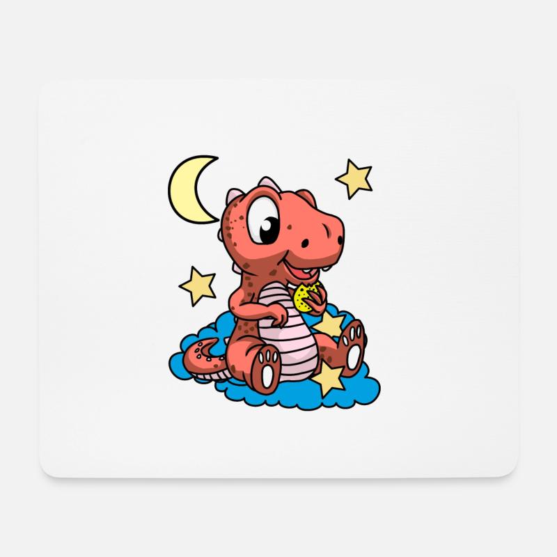 Guten Nacht Dino Drachen Kinder Sternenhimmel - Mousepad (Querformat) - Weiß