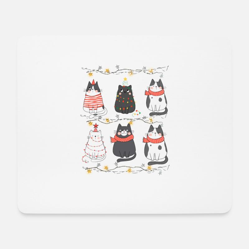 Süße Katzen Xmas Kätzchen Weihnachtsoutfit - Mousepad (Querformat) - Weiß