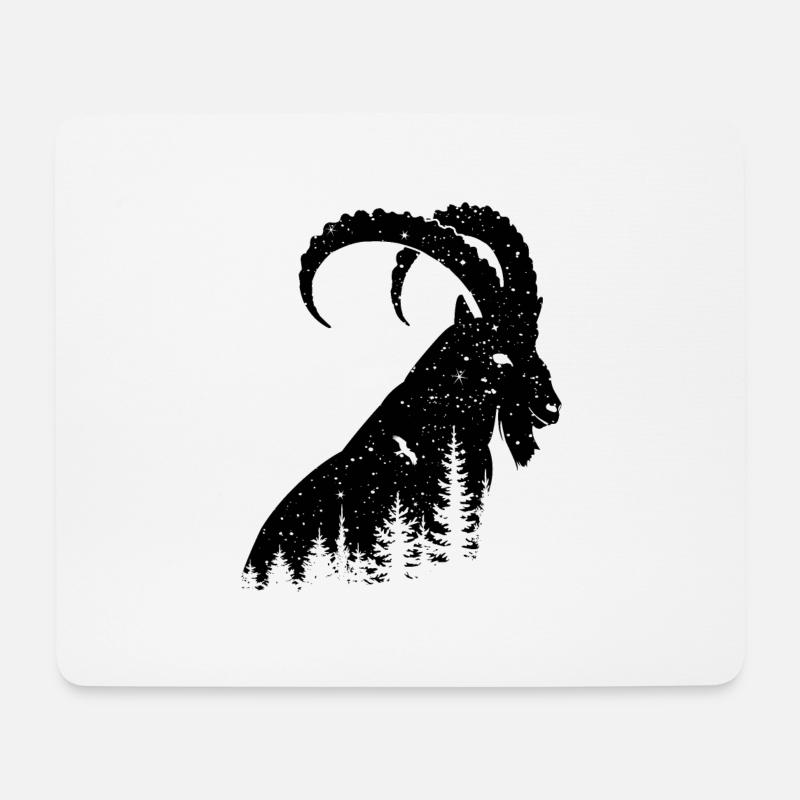 Steinbock - Mousepad (Querformat) - Weiß