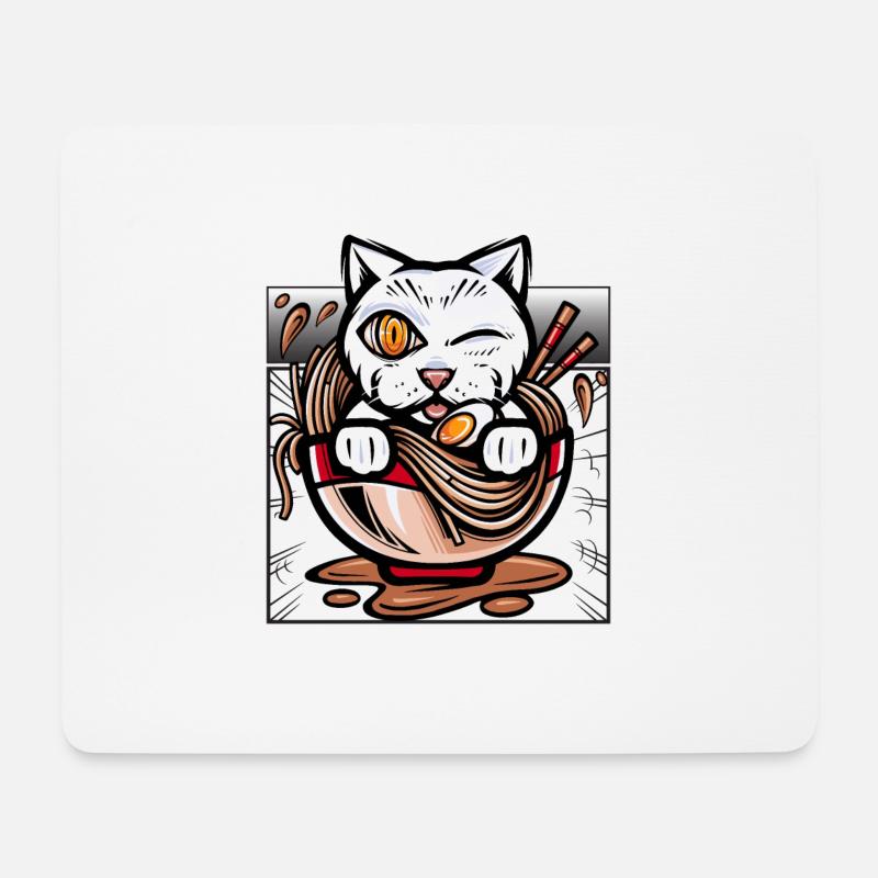 Anime Ramen Katze Nudeln Nette japanische Animation - Mousepad (Querformat) - Weiß